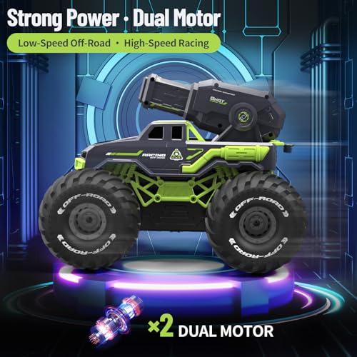 3-in-1 Amphibious Remote Control Car RC Boat with Water Gun, Waterproof RC Monster Truck for Kids 4-7 8-12, 4WD All-Terrain Remote Control Boat for Boy Birthday Gift, Summer Pool Water Toy