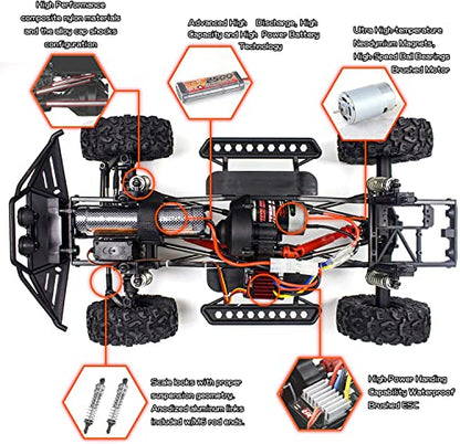 Cheerwing 1:10 Scale Rock Crawler 4WD Off-Road Remote Control Truck | 2.4Ghz,Brushed Motor,Waterproof ESC,20-25km/h Speed,.2V 2500mAh,Large Hobby RC Car for Adults
