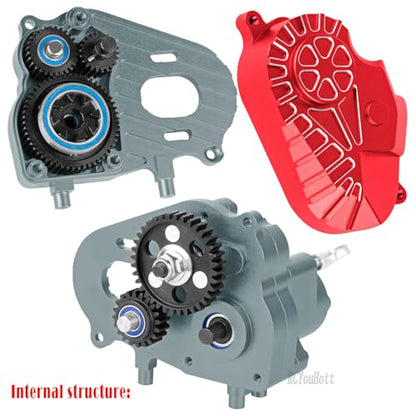 RC Transmission Gearbox Upgrades Part for 1/10 SCX10 AXI03004 Capra 1.9 UTB,Aluminum Complete Transmission Case Hops Up,Red-Titanium - color: Red-titanium-(rc Upgrades Part）