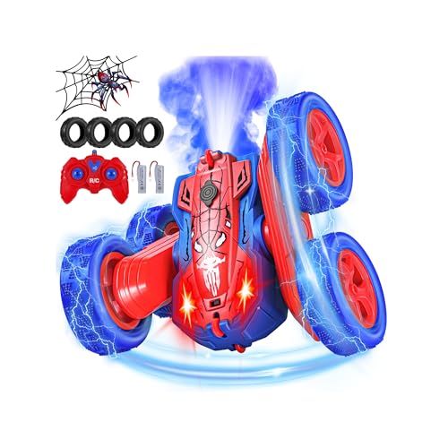 Kssvzz Spider Remote Control Car - 360° Flip RC Toys for 4 5 6 7 8 Year Old Boys, 2.4Ghz Double Sided RC Stunt Car with Light Spray, Birthday Xmas Gifts for Kids Age 4-6 5-7 8-12 - style: Flip