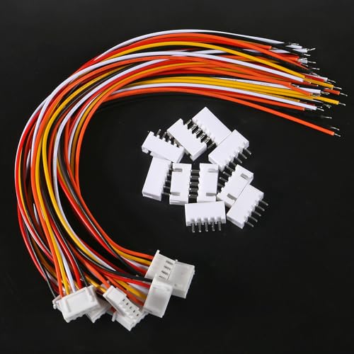 10Pairs JST-XH Connector Kit, XH 2.54mm 5 Pin Header Male and Female Connectors Plug Adapter with Flat Wire Cable 200mm 26AWG Compatible with JST XH (5P) - color: 5P