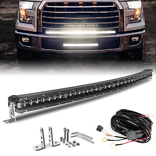BraveWAY LED Light Bar Curved 38 Inch Single Row Offroad Lighting Driving Lightbar Spot Flood Combo Beam LED Work Light for Trucks UTV ATV SUV 4WD 4X4 Pickup - size: 38 Inch