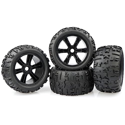 Aimrock 17mm Hex Wheels and Tires RC Truck Tire and Rims w/Foam Inserts for 1/8 Kraton 1/10 Maxx E-Revo, 4PCS