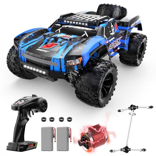 DEERC 1:12 Fast RC Cars 45KPH, 4WD High Speed Short Course RC Truck, Off-Road All Terrain Remote Control Car with 2 Batteries & Spare Tire, 2.4GHz Desert RC Monster Truck for Adults Kids Boys Gift