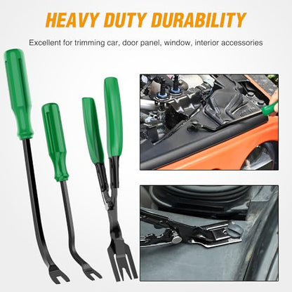 GOOACC 330Pcs Trim Removal Tool, Auto Push Pin Bumper Retainer Clip Set Fastener Terminal Remover Tool Adhesive Cable Clips Kit Car Panel Radio Removal Auto Clip Pliers, Green - color: Green