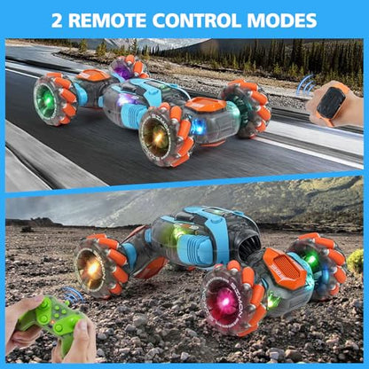 MagicKidz Gesture Sensing RC Stunt Car for Kids - Birthday Gifts for Boys 5 6 7 8 9 10 11 12 Year Old, 2.4Ghz Remote Control Twist Vehicle Toy with Lights & Music, 4WD Off-Road - color: Gesture Sensing Rc Car