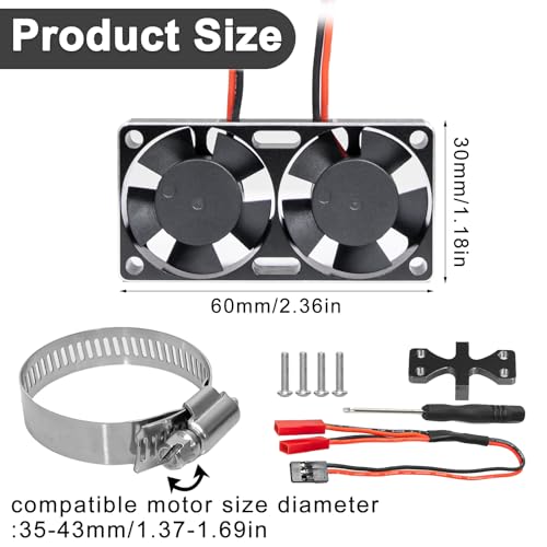 1/7 1/8 1/10 RC Cooling Fan Heat Sink with Adjustable Mount 35-43mm | for 1/7 1/8 1/10 RC Crawler Car 3660 3670 4074 4068 4274, 22000 RPM - style: Black A 30*30mm
