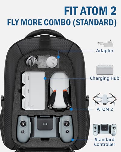 PEKREWS Case for Potensic Atom 2, Large Backpack for Atom 2/SE/3-Axis/LT | Fits 15.6'' Laptop, 30L Travel Drone Backpack, for Fly More Combo Drone Accessories (Not for RC PTD 1 Remote Controller)