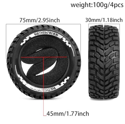 REDSPIDER Aluminum Alloy 1/10 On-Road Rally Wheel Tires 2.95" OD 12mm Hex for 1/10 Tamiya TT01 TT02 XV02 XV01 WLtoys HSP Kyosho WR8 RedCat Sakura HPI (Tire) - color: Tire
