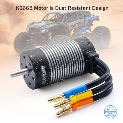 Surpass 3665 1550kv brushless Motor 4 Pole high Torque Ip67 Waterproof Motor for 1/10 Off-Road Short Car Big feet RC Car Accessories - size: 1550kv