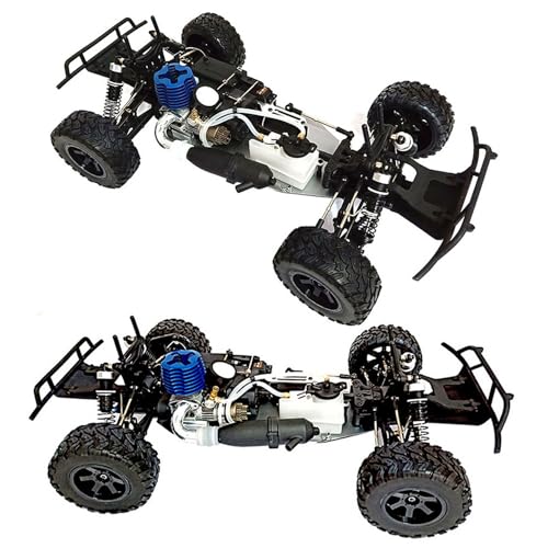 Two-Speed Nitro RC Car for Adult 1/10 20.9IN Gas-Engine Remote Control Truck 70KM/H 2.4G 18CXP Nitro Engine Short Course Rally Vehicle All Terrain Off Road Racing Car 80cc Fuel Tank (White) - color: White