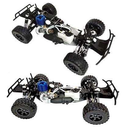 Two-Speed Nitro RC Car for Adult 1/10 20.9IN Gas-Engine Remote Control Truck 70KM/H 2.4G 18CXP Nitro Engine Short Course Rally Vehicle All Terrain Off Road Racing Car 80cc Fuel Tank (White) - color: White