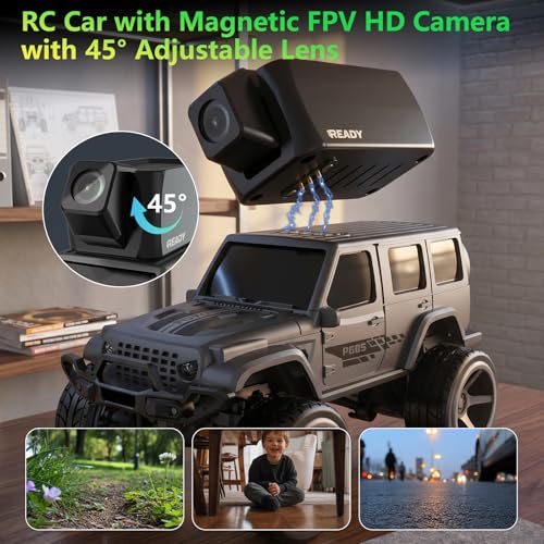 1/64 FPV Mini RC Car Truck Camera Toys with LCD Screen for Kids Adults Gift | Remote Control Truck with Magnetic 45° Camera, App Control, 2 Speed, 2.4GHz Indoor Toy Cars, Toy Cars for 6-12 Boys Girls - color: Dark Gray
