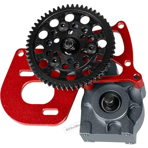 RC Aluminum Transmission Gearbox Upgrades Part for 1/10 SCX10, SCX10 II 90046 90047 Wraith,AX10 RC Crawler car,Alloy Center Transmission Gearbox,Titanium & Red - color: Titanium&red(1pc)