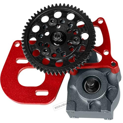 RC Aluminum Transmission Gearbox Upgrades Part for 1/10 SCX10, SCX10 II 90046 90047 Wraith,AX10 RC Crawler car,Alloy Center Transmission Gearbox,Titanium & Red - color: Titanium&red(1pc)