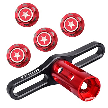 17mm Wheel Nuts 17mm Wheel Wrench Tool for Traxxas Maxx WideMaxx E Revo 2.0 Summit T Maxx RC Monster Truck Wheels Tires Red - color: W/Red Nut