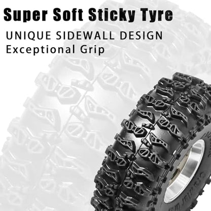 1.0 Beadlock Wheels and Tires Set 4PCS, All Terrain Soft Tires with CNC Aluminum Beadlock Wheels, Compatible with Traxxas TRX4M, Axial SCX24, FMS FCX24 FCX18, AX24, 1/18 1/24 RC Crawlers - color: Bronze