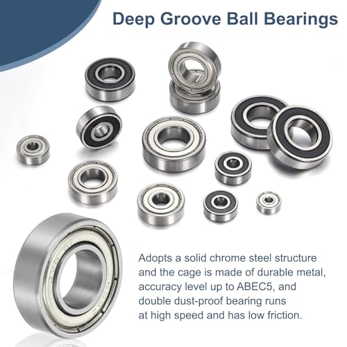 uxcell 4 Pack 699ZZ Deep Groove Ball Bearings, 9x20x6mm Chrome Steel Double Shield Bearing for Electric Motor, Home Appliances, Garden Machinery, (ABEC5) - size: 699ZZ