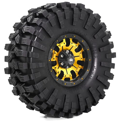 REDSPIDER Aluminum 1.9 Beadlock Wheels and Tires Set（4PCS）1.9 Wheels All Terrain Tires OD 4.72''.for 1/10 Scale Rock Crawler Car Axial SCX10 SCX10 II III 90047 D90 TF2 Tamiya CC01 TRX4 TRX6 (Gold) - color: Gold