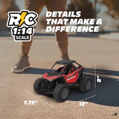 Polaris RZR Remote Control UTV – 1:14 Scale 2WD RC Car, Officially Licensed Polaris RZR, Full-Function 2.4GHz Radio Control, USB Rechargeable, Ready to Run, Red - color: Red