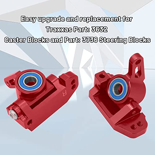 OGRC Caster Block Steering Blocks, Stub Axle Carriers for 1/10 Slash 2WD | Aluminum Front Caster Block&Steering Blocks and Rear Stub Axle Carriers kit for 1/10 Traxxas slash 2WD #3632 3736 3752 (Red) - color: Red