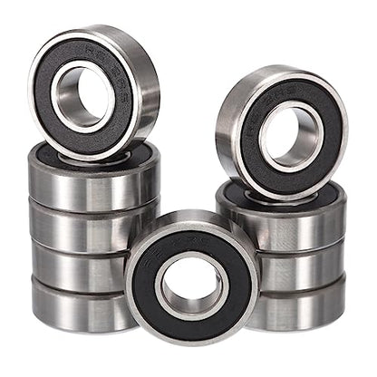 R6-2RS Deep Groove Ball Bearings, ID 3/8" x OD 7/8" x Width 9/32" Double Rubber Sealed Ball Bearing Pre-Lubricated Chrome Steel Z2 Lever 10pcs - size: R6-2RS 3/8"x7/8"x9/32"