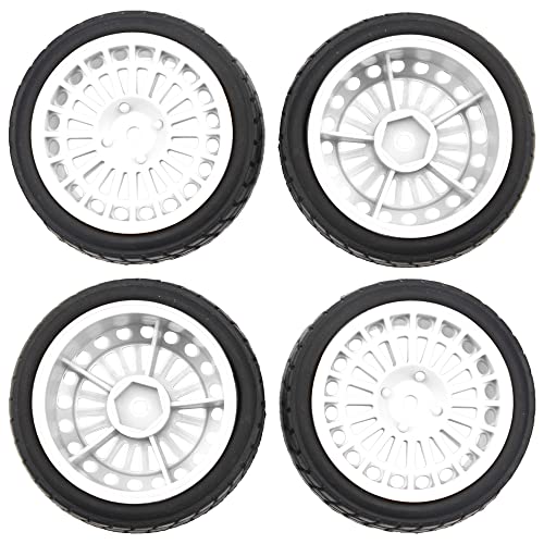 OD2.75'' Nylon 12mm Hex Hub Wheel Rims & Rubber Tires Compatible with HSP Tamiya HPI Traxxas 1/10 1/12 On-Road Car,WLtoys 144001 A959 124018 LaTrax RC Buggy (White) - color: White