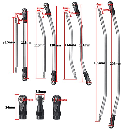 1set/10pcs Stainless Steel Link Rod Ends Linkage for Axial Wraith 90018 1/10 Crawler Car Upgrade Parts