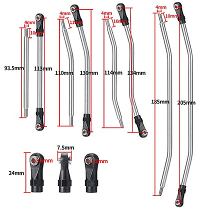 1set/10pcs Stainless Steel Link Rod Ends Linkage for Axial Wraith 90018 1/10 Crawler Car Upgrade Parts