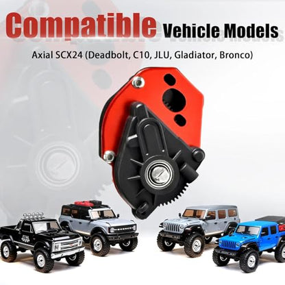 SCX24 Complete Transmission Gearbox with Steel 0.3 Mod Transmission Gear for Axial SCX24 Deadbolt C10 JLU Gladiator Bronco 1/24 RC Crawler Car Upgrade, Enhanced Durability Reliability