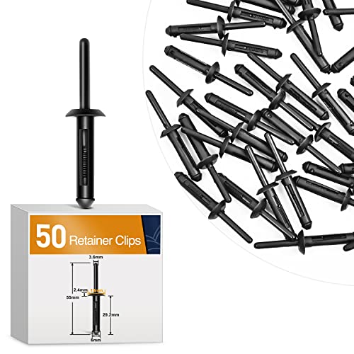 GOOACC 50Pcs 1/4" Hole Nylon Blind Rivets Fender Flare Bumper Door | Trim Plastic Rivet Retainer Compatible with Chrysler 6501559, 6506007AA GM 10184895 Ford N803862-S - color: 50Pcs 1/4" Hole Retainer