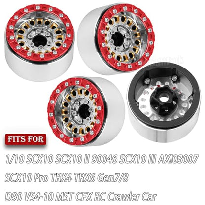 1.9 Brass Beadlock Wheel Rim for 1/10 SCX10 SCX10 II 90046 SCX10 III AXI03007 SCX10 Pro TRX4 TRX6 Gen7/8 D90 VS4-10 MST CFX RC Crawler Car,Brass Beadlock & Aluminum Deep Dish Rim,Silver - color: Silver - (4pcs Rim)