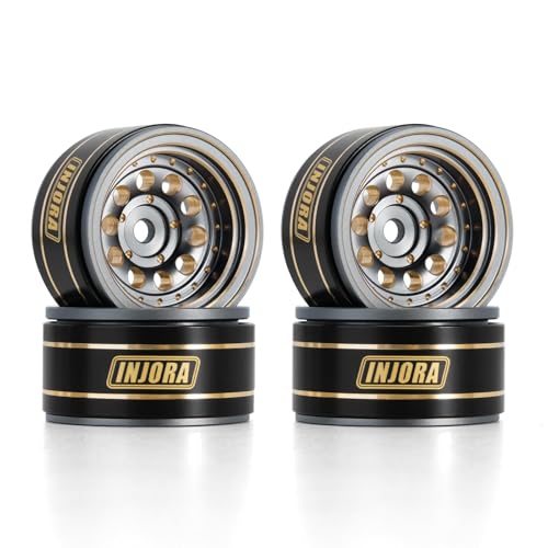 INJORA 1.0 Beadlock Wheel Rims for 1/24 1/18 RC Crawler, 39g (Grey) - color: Grey
