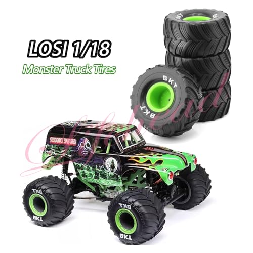 Lifehead 1/16 RC Monster Truck Snow Sand Tires for 1/12 1/14 1/16 RC Off Road Monster Truck TRAXXAS E-REVO SUMMIT Tamiya Losi HBX 16889 S1601/12mm Hex/OD 100mm - color: Green