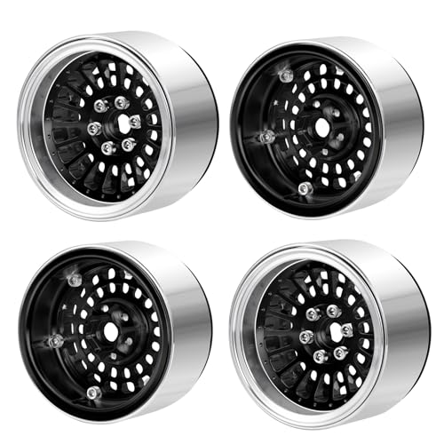 2.2" Beadlock Wheels RC Aluminum Rims for AXIAL Wraith RR10 TRX4 SCX10 Redcat Gen8 1/10th RC Crawler Truck Car (Black) - color: Black