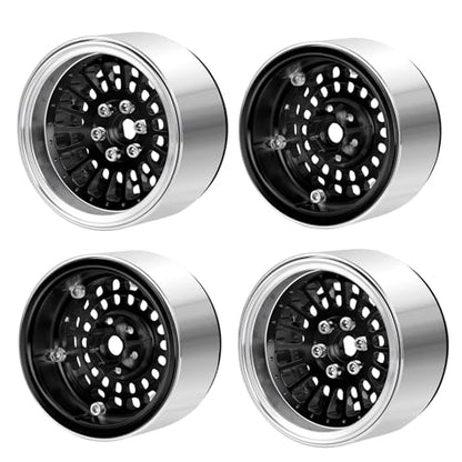 2.2" Beadlock Wheels RC Aluminum Rims for AXIAL Wraith RR10 TRX4 SCX10 Redcat Gen8 1/10th RC Crawler Truck Car (Black) - color: Black