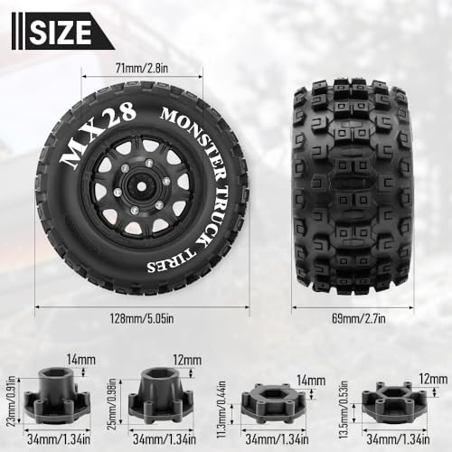 GLOBACT 2.8'' 1/10 RC Truck Tires for Big Rock Granite VORTEKS 3S Stampede