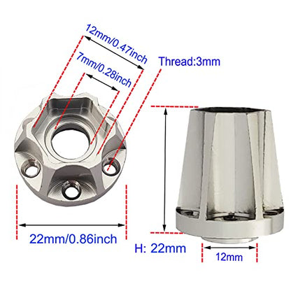 4Pcs RC Metal 12mm Hex Wheel Hubs Adapters for 1.9/2.2inch Beadlock Wheel Rim Axial Scx10 Trx4 Wraith Gen7 Gen8 D90 CC01 1/10 RC Crawler (22mm S) - size: 22mm