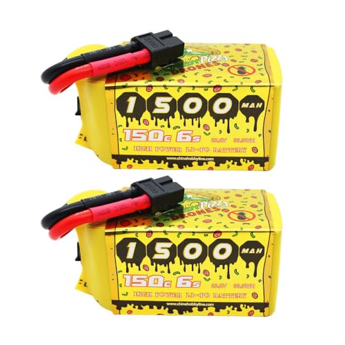 CNHL Speedy Pizza 1500mAh 6S Lipo Battery 22.2V 150C XT60 Plug (2 Packs) | Low internal resistance offers explosive acceleration and agile control for FPV racing drones and cinematic quadcopters.