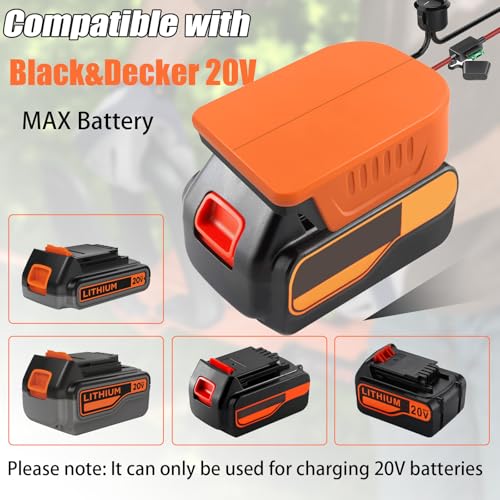 URUN 2 Pack Power Wheel Adapter for Black+Decker 20V MAX Lithium Battery with Fuse&Switch，Secure Battery Adapter with 14 Gauge Wire,Good Power Convertor for DIY Ride On Truck,Robotics,RC Toys - size: for Black+Decker Battery