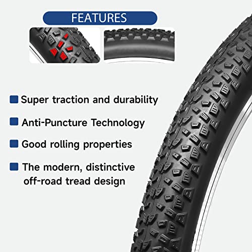 Hycline Mountain Bike Tire: 20/24/26/27.5-inch Folding Replacement High-Performance Wear-Resistant Bicycle Tires for MTB Off-Road Bike - size: 27.5x2.125 30TPI, style: Qty 2 Tires
