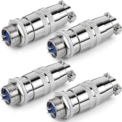 CLYXGS 4 Pack XS12 Aviation Plug Connector, 4 Pin 12mm Push-Pull Circular Connector, 6A 250V Quick Disconnect Wire Cable Male & Female Plug Socket Kit for Industrial, Automotive, and Marine - style: XS12-4