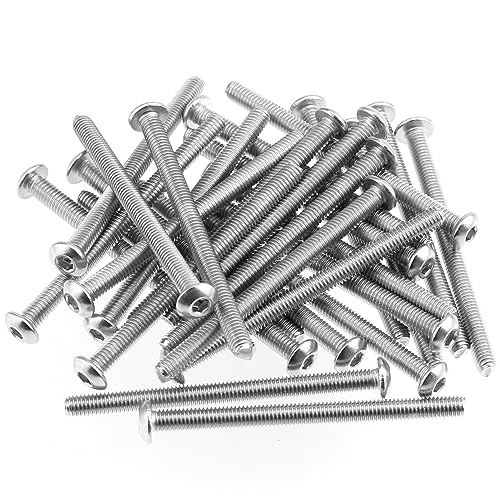 HELIFOUNER 50 Pieces M3 x 40mm, Thread Pitch 0.5mm, 304 Stainless Steel (18-8) Button Head Socket Cap Screws, Fully Threaded - size: M3 x 40mm