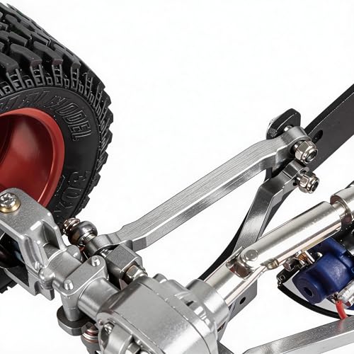 WPL C24 Upgrades, 8-Piece Aluminum RC Chassis Link Set for C14/C24, Red | RC car pull rod kit for 1/16 WPL C14/C24 and 1/12 MN models, with 4 x 62 mm and 4 x 56 mm suspension links - color: Red