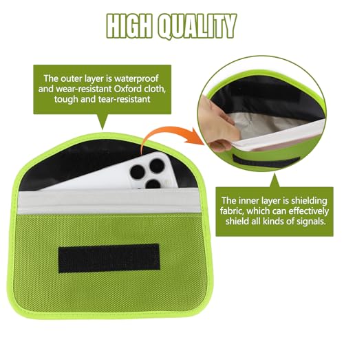 2PCS Faraday Bag for Phones and Car Keys, Keyless Entry RFID Signal Blocking Bag Key Fob Protector, Anti-Theft Faraday Pouch for Cell Phone Privacy Protection, Signal Shielding (Green) - color: Green