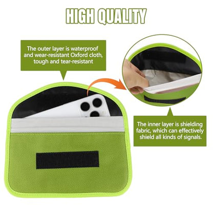 2PCS Faraday Bag for Phones and Car Keys, Keyless Entry RFID Signal Blocking Bag Key Fob Protector, Anti-Theft Faraday Pouch for Cell Phone Privacy Protection, Signal Shielding (Green) - color: Green