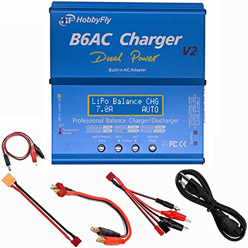 Upgrated 7A B6AC V2 Lipo Battery Balance Charger Discharger with Power Supply for LiPo/Li-ion/Life/LiHv Battery (1-6S) NiMH/NiCd (1-15S) PB (2-24V) Smart Battery(Rc Battery Charger)