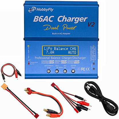 Upgrated 7A B6AC V2 Lipo Battery Balance Charger Discharger with Power Supply for LiPo/Li-ion/Life/LiHv Battery (1-6S) NiMH/NiCd (1-15S) PB (2-24V) Smart Battery(Rc Battery Charger)