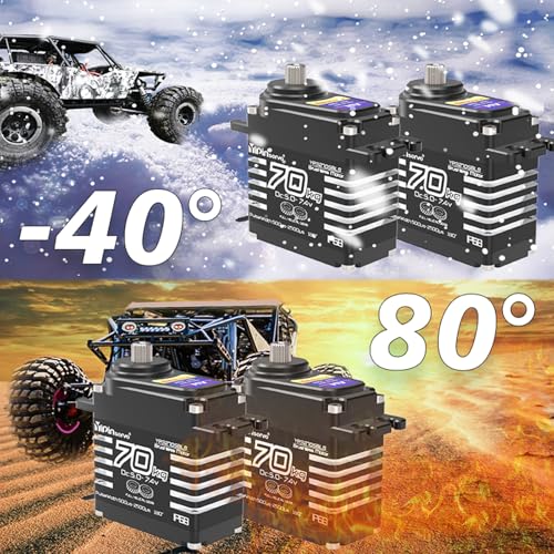 70kg Digital Servo 8.4V 180° Brushless RC Servo Motor High Torgue Waterproof IP68 Steel Helical Gear with 25T Servo Arm 1/8, 1/10 RC Car Robot Boat