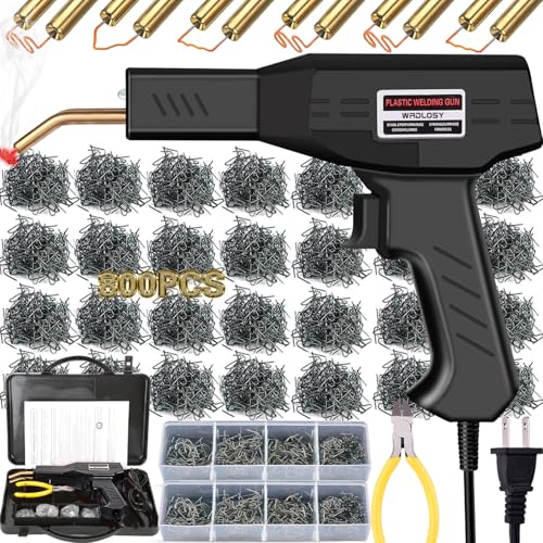 Plastic Welder, 800PCS Staples, Plastic Welding Kit, Must Have for DIYers, Instant On/Off, Welder Kit, Bumper Repair, Portable Toolbox (Black) - color: Black